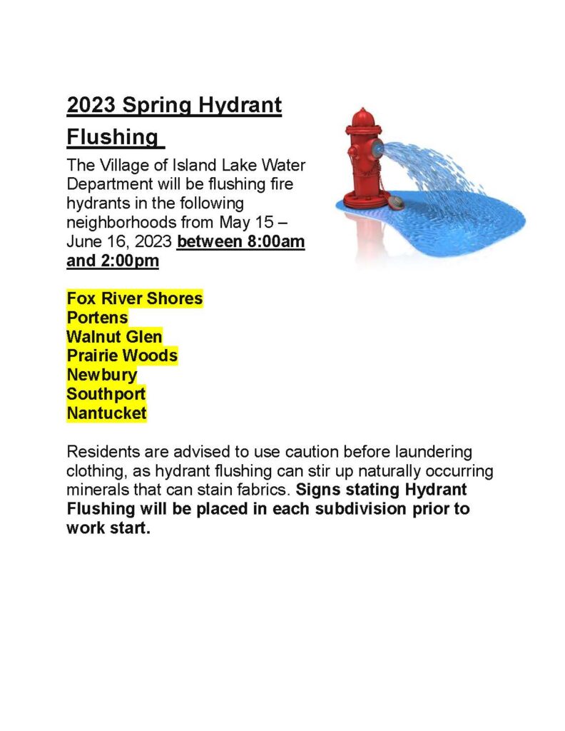 2023 Spring Hydrant Flushing 5-15-2023