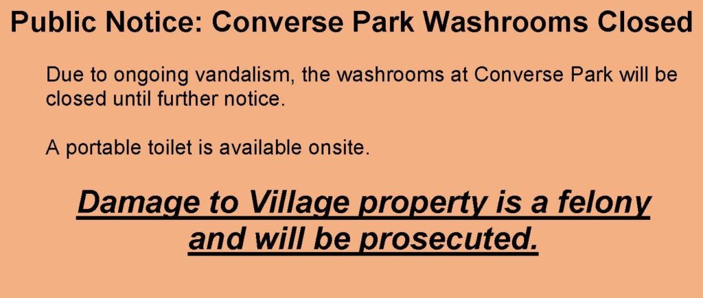 Public Notice-Converse Park Washrooms