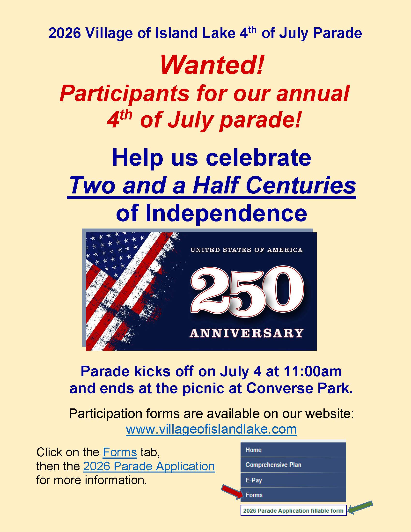2026 Village of Island Lake 4th of July Parade Call 2026 Village of Island Lake 4th of July Parade Call