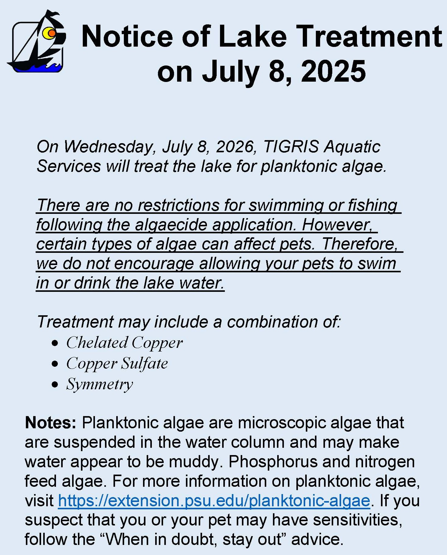 7-08-2026 Lake Treatment Notice 7-08-2026 Lake Treatment Notice