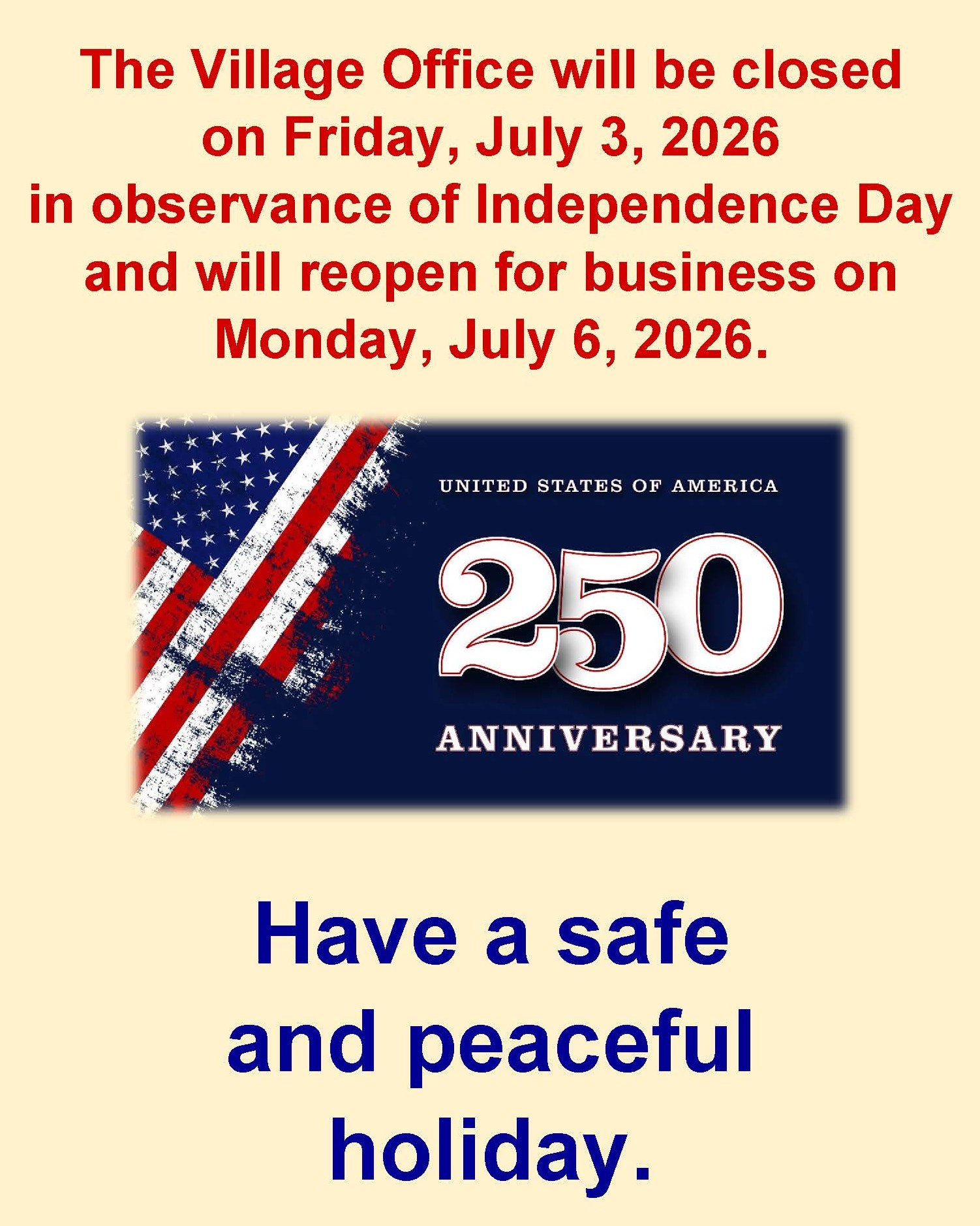 Office closure 4th of July Weekend 2026 Office closure 4th of July Weekend 2026