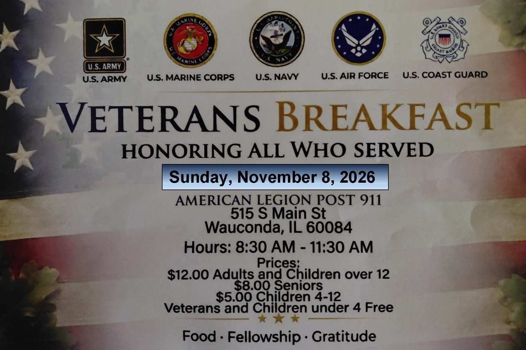 Veterans' Breakfast 11-08-2026